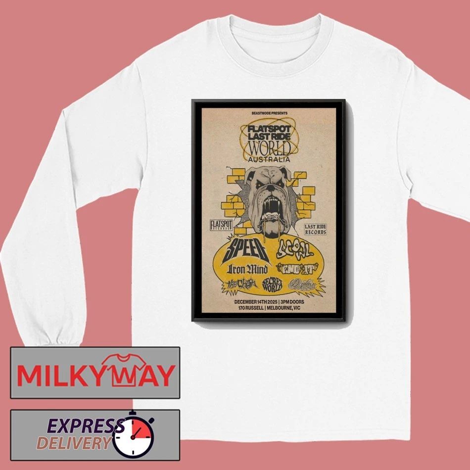 Flatspot Records Melbourne, VIC Australia 2025 Tour Poster shirt Unisex , , , Long Sleeve Tee