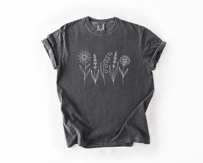 Boho Wildflower Comfort Tee Nature Shirt Unisex , , , Long Sleeve Tee
