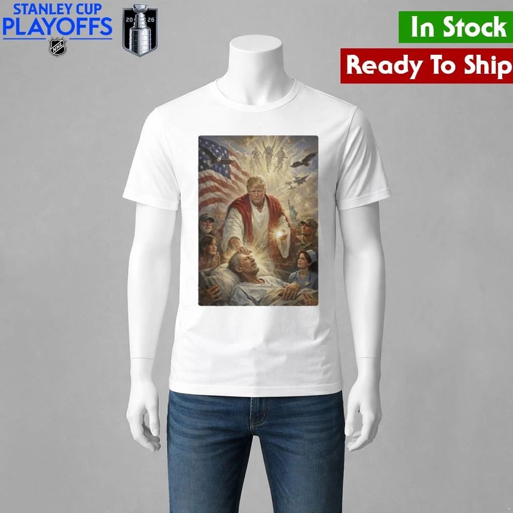 Trump Jesus Patriotic Healing Scene 2026 Humor Shirt Unisex , , , Long Sleeve Tee