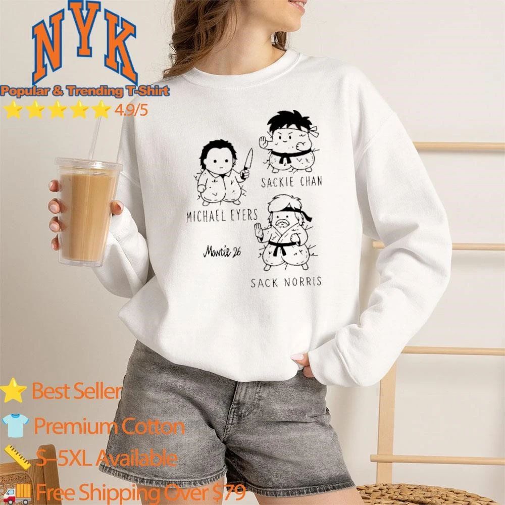 Sackie Chan Michael Eyers Sack Norris Cute Mashup Cartoon Parody Fan Shirt