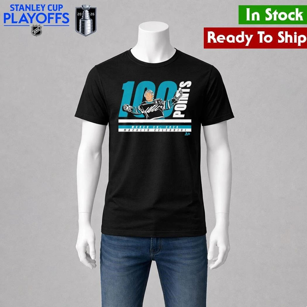 Macklin Celebrini 100 Points Shirt Unisex , , , Long Sleeve Tee
