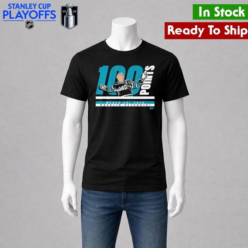 Macklin Celebrini 100 Points Shirt Unisex , , , Long Sleeve Tee