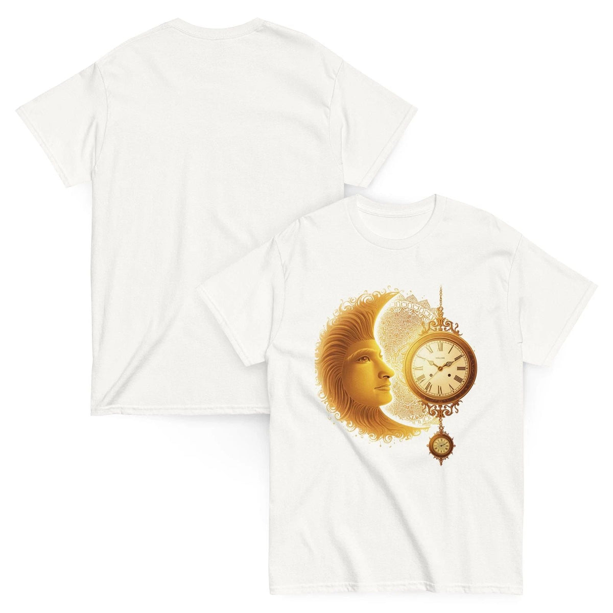 Golden Crescent Moon Mandala T Shirt - Boho Bohemian Hippie Sun Unisex , , , Long Sleeve Tee