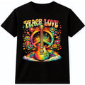 Music Festival T Shirt Peace Love Guitar Retro Hippie Boho Graphic Tee Unisex , , , Long Sleeve Tee
