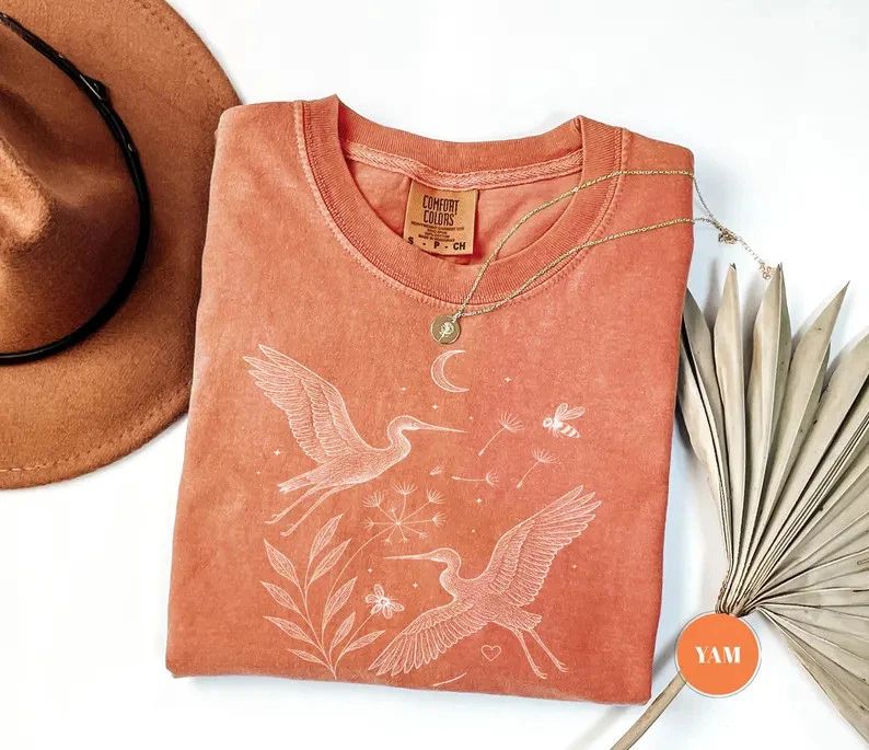 Comfort Tee Heron Nature Shirt Boho Bird Lover Gift Idea Unisex , , , Long Sleeve Tee