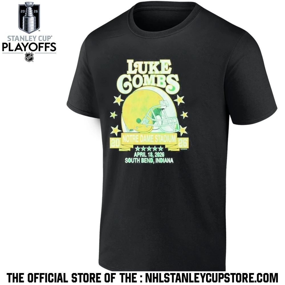 Luke Combs South Bend Indiana 2026 Tour Merch Tee At Notre Dame Stadium April 18 2026 Notre Dame Fighting Irish Helmet Shirt