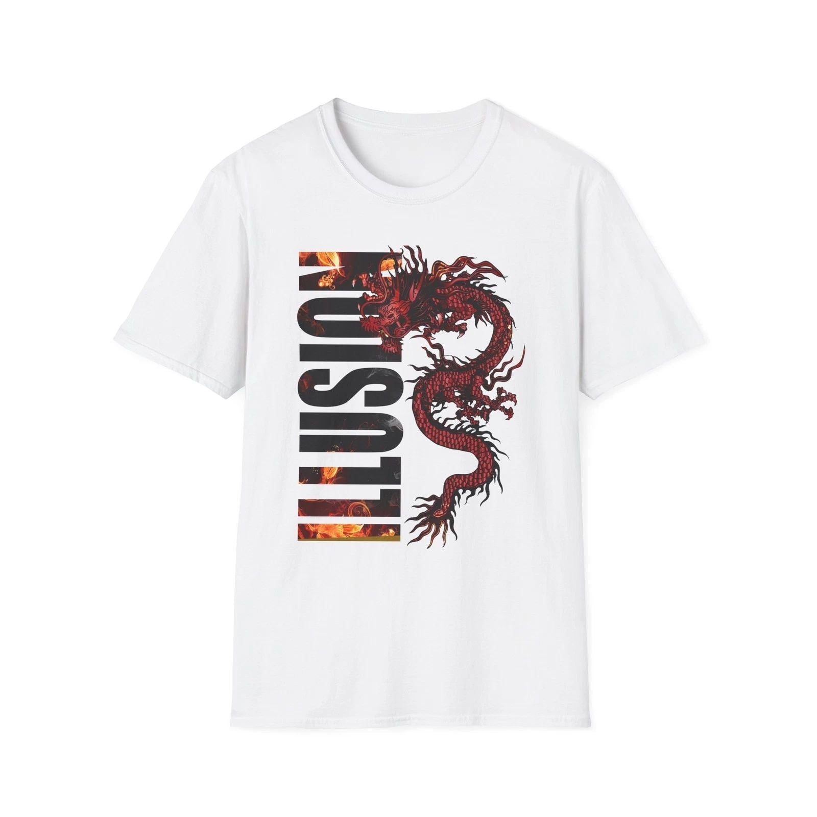 Illusion Dragon Graphic , Gift for Fantasy Lovers, Men's Women's Unisex , , , Long Sleeve Tee