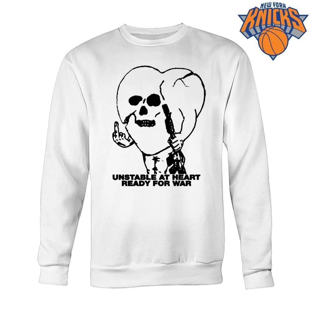 Unstable At Heart Ready For War Skull Heart Holding Gun Middle Finger Streetwear Shirt