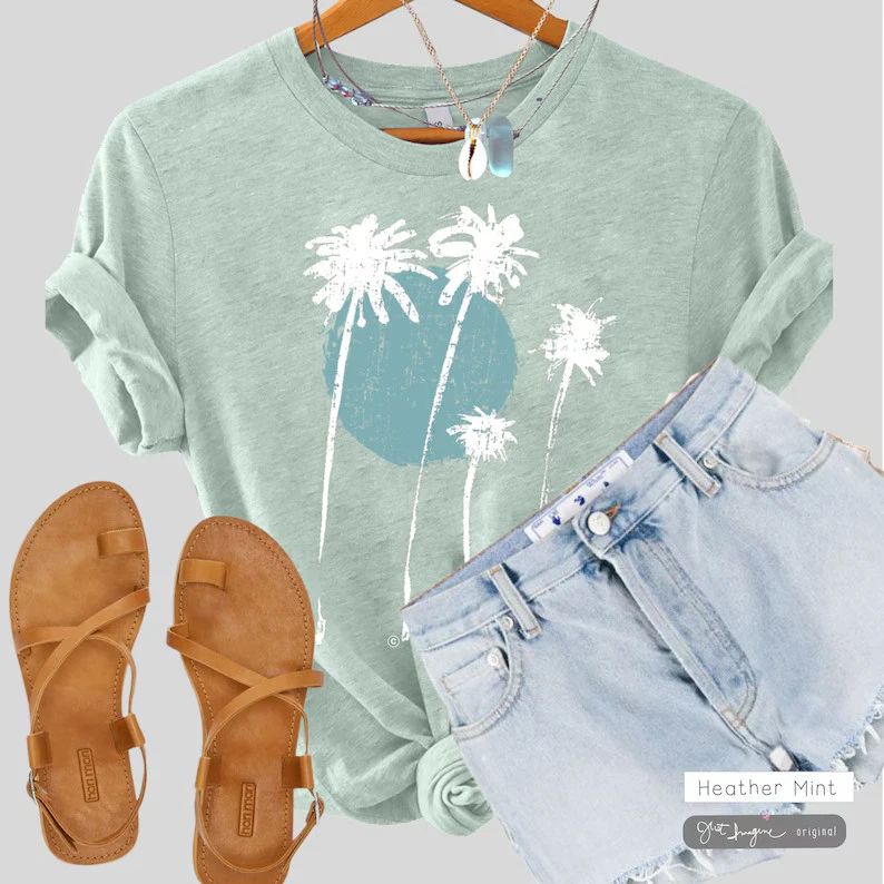 Comfort Tee Palm Sunset Boho Beach Tropical Summer Vacation Shirt Unisex , , , Long Sleeve Tee