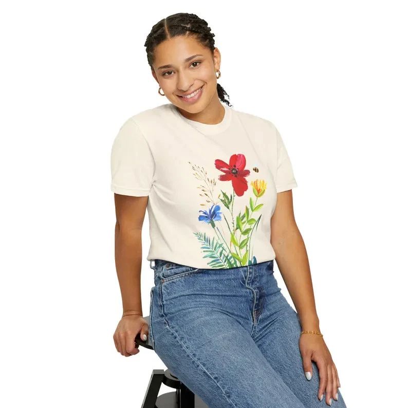 Watercolor Wildflower Boho Comfort Tee Shirt Nature Floral Hipp Unisex , , , Long Sleeve Tee