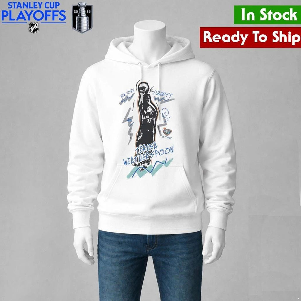 Teresa Weatherspoon New York Liberty Mitchell & Ness Court Origins Chalked Up Shirt Unisex , , , Long Sleeve Tee