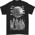 Fantasy City Black and White City Anime Mens 100% Cotton Unisex , , , Long Sleeve Tee