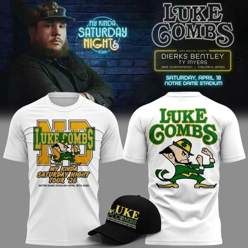 Luke Combs x Notre Dame Fighting My Kinda Saturday Night Tour Shirt Unisex , , , Long Sleeve Tee