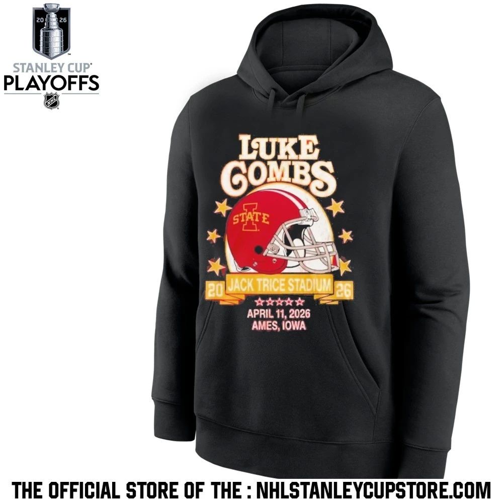 Luke Combs Ames Iowa 2026 Exclusive Tour Merch Tee At Jack Trice Stadium April 11 2026 Iowa State Cyclones Helmet Shirt