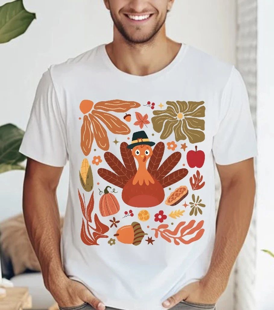 Boho Floral Turkey White , S-5XL Unisex , , , Long Sleeve Tee