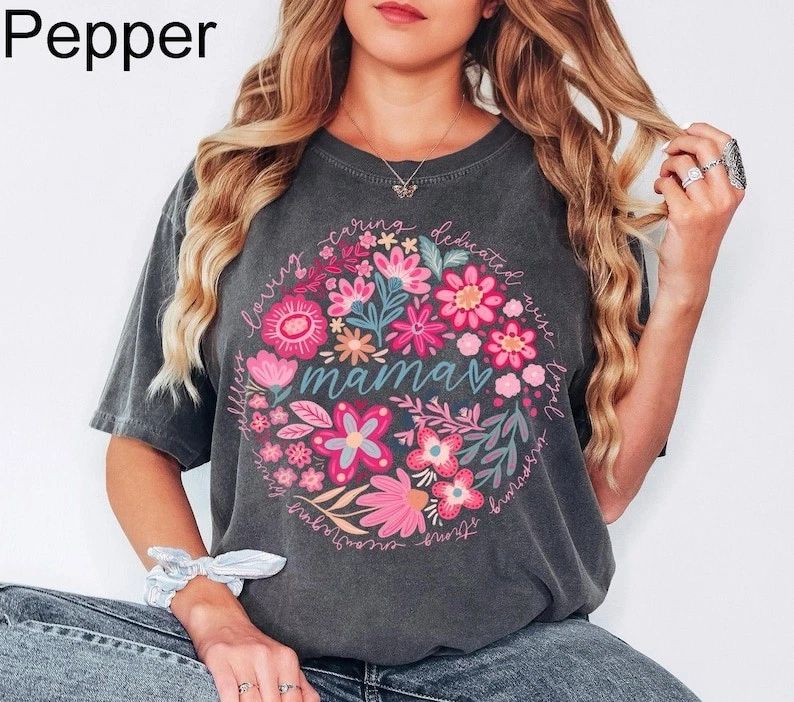 Boho Floral Mama Comfort Tee Shirt Gift for Mom Unisex , , , Long Sleeve Tee