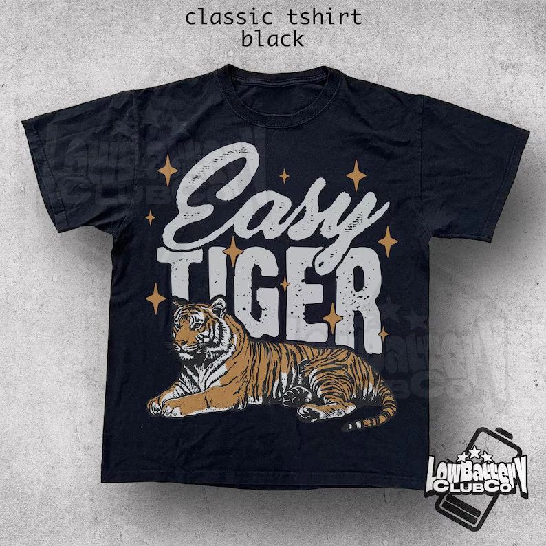 Easy Tiger Comfort Tee Retro Boho Style Graphic Shirt Unisex , , , Long Sleeve Tee