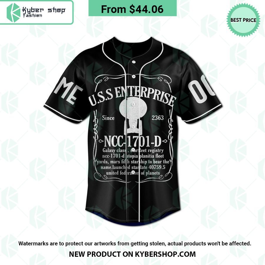 USS Enterprise NCC 1701 D CUSTOM Baseball Jersey