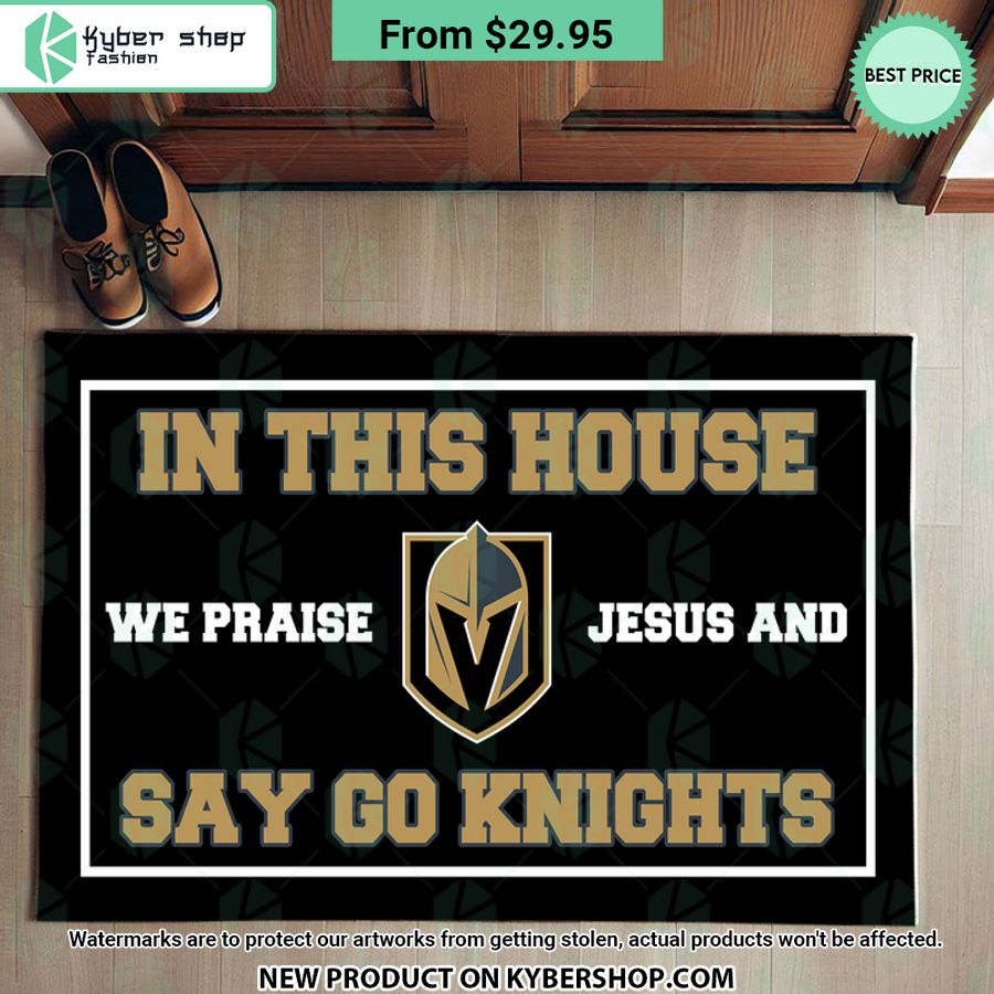 Vegas Golden Knights In This House We Praise Jesus and Say Go Knights Doormat