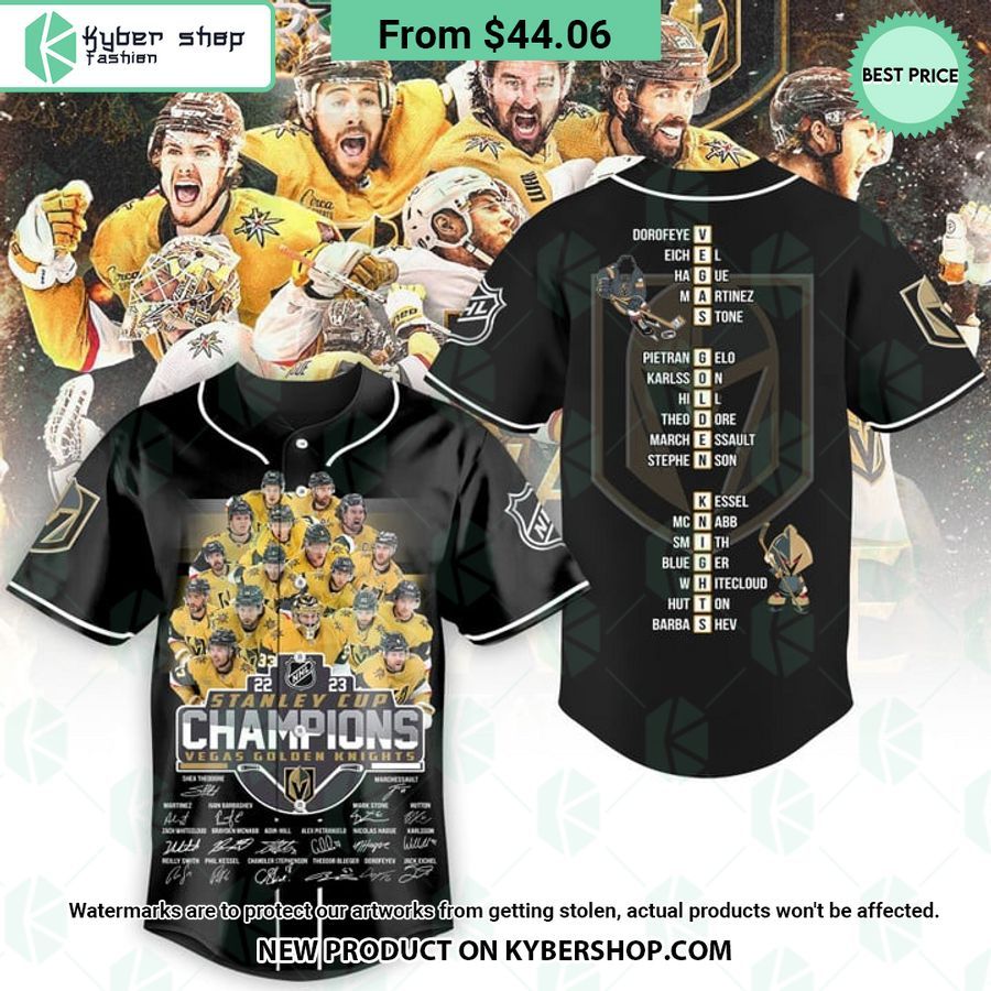 Vegas Golden Knights Stanley Cup Champions 2023 Black Baseball Jersey