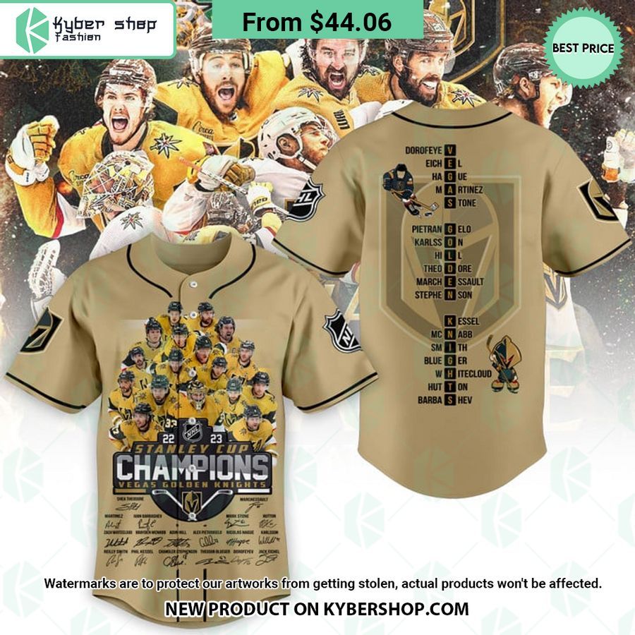 Vegas Golden Knights Stanley Cup Champions 2023 Gold Baseball Jersey