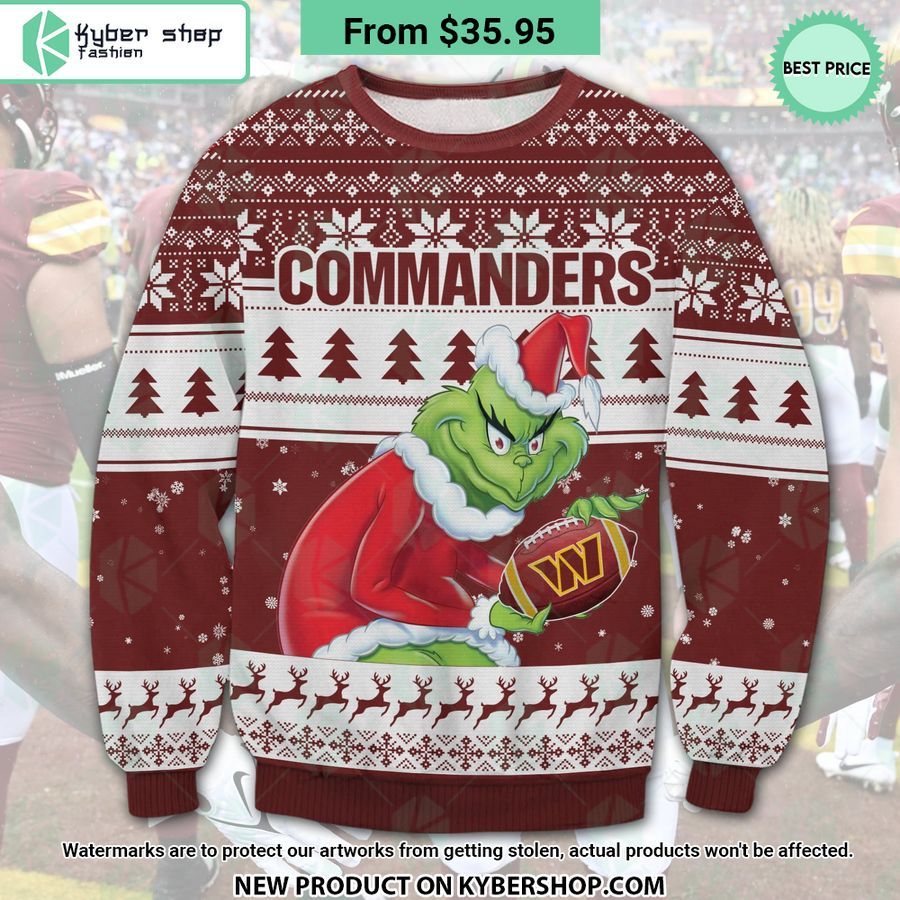 Washington Commanders Grinch Ugly Christmas Sweater