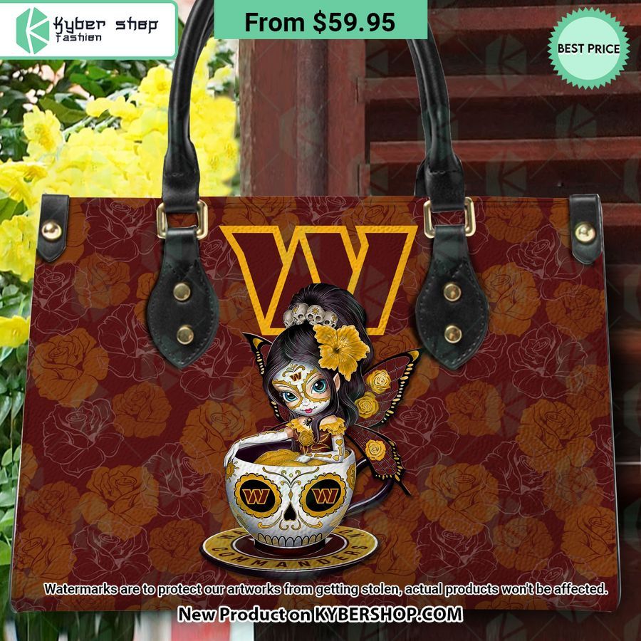 Washington Commanders Sugar Skull Girl Leather Bag