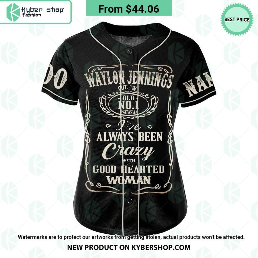 Waylon Jennings Crazy with Good Hearted Woman CUSTOM Baseball Jersey