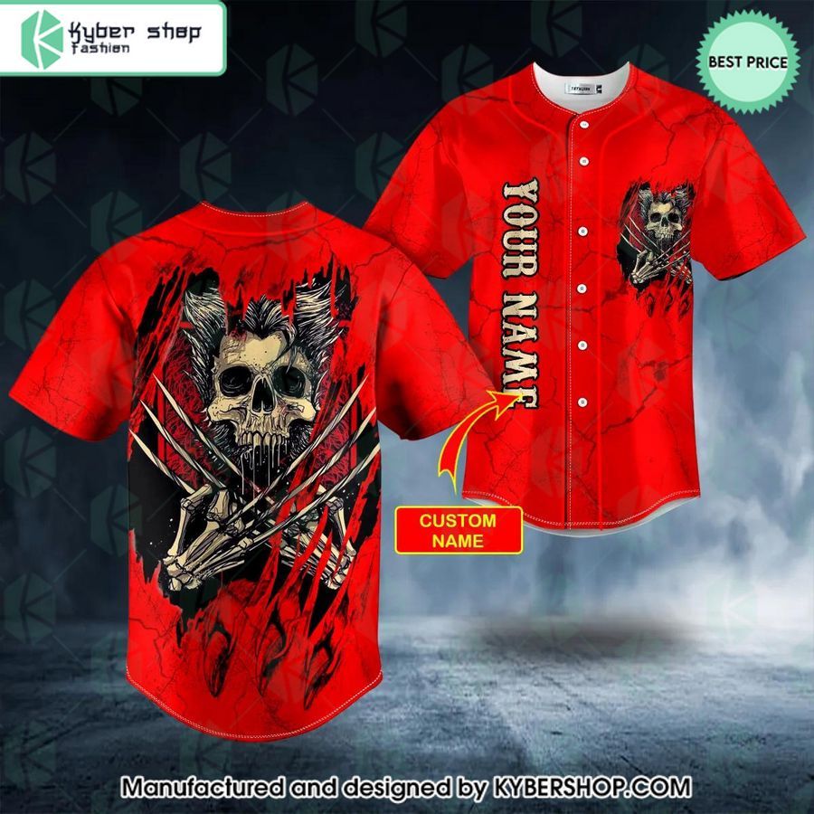 Wolverine Blood Skull CUSTOM Baseball Jersey