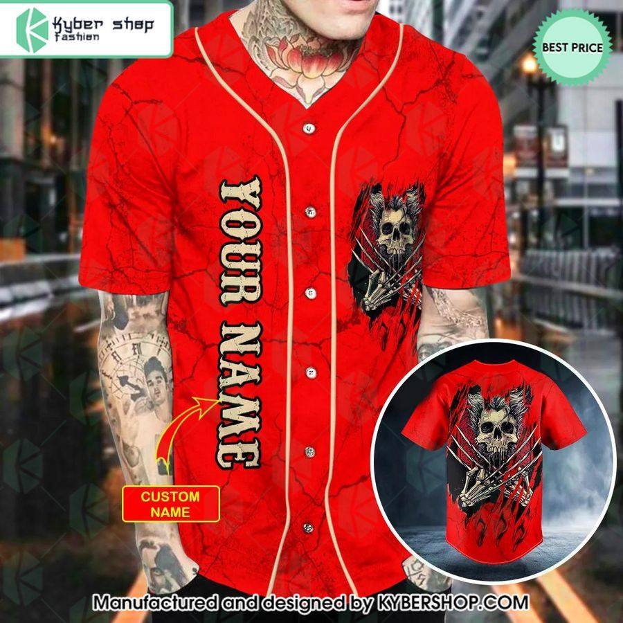 Wolverine Blood Skull CUSTOM Baseball Jersey
